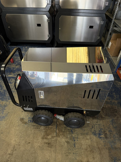 BOSS BOYS MHE10160SS Mobile Electric Hot Water Pressure Washer 160 Bar 10L/min 3-Phase - RealKleen LTD